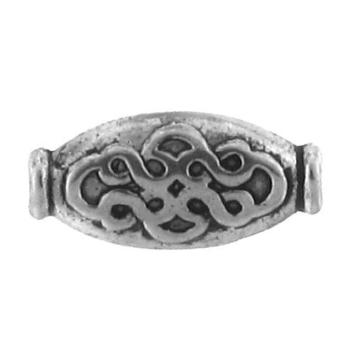 Pewter Oxidized, 7.1mm Width by 4.1mm Length by 15.2mm Height, Flat Oval Bali Bead. Quantity per pack: 31 Pieces.