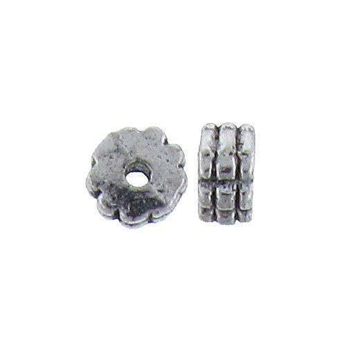 Pewter Oxidized, 5.3mm Width by 5.3mm Length by 3.1mm Height, Textured Roundel Bali Bead. Quantity per pack: 106 Pieces.