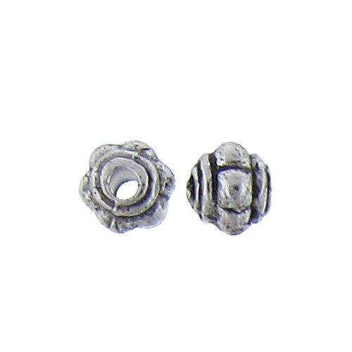 Pewter Oxidized, 4.9mm Width by 4.6mm Length by 3.9mm Height, Textured Round Bali Bead. Quantity per pack: 159 Pieces.
