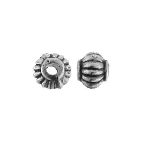 Pewter Oxidized, 4.9mm Width by 4.7mm Length by 4.1mm Height, Textured Round Bali Bead. Quantity per pack: 169 Pieces.