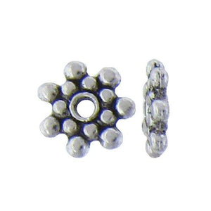 Pewter Oxidized, 8.4mm Width by 8.4mm Length by 1.5mm Height, Star Daisy Bali Bead. Quantity per pack: 119 Pieces.
