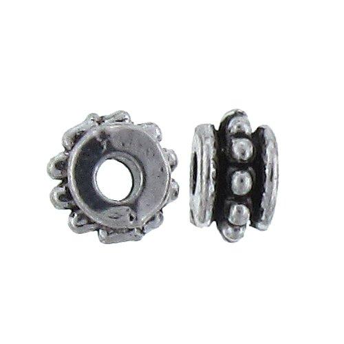 Pewter Oxidized, 6.8mm Width by 6.8mm Length by 4.5mm Height, Textured Roundel Bali Bead. Quantity per pack: 75 Pieces.