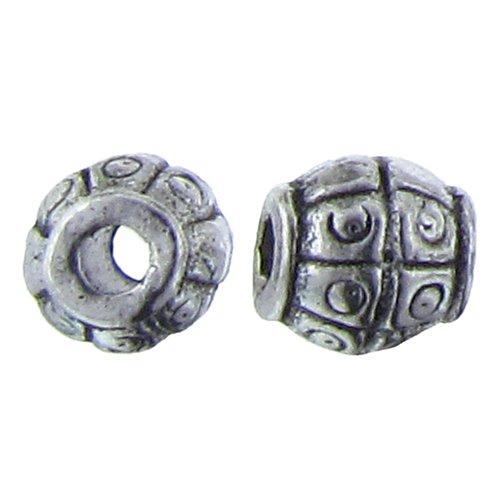 Pewter Oxidized, 7.3mm Width by 7.2mm Length by 7.5mm Height, Stamped Round Bali Bead. Quantity per pack: 32 Pieces.