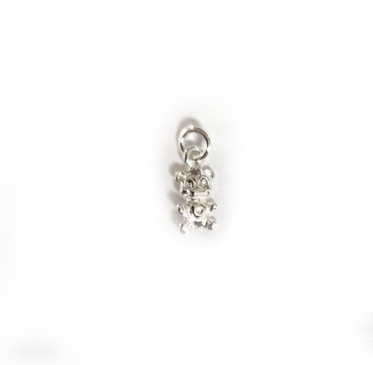 Sterling Silver, 4.9mm Width by 1.8mm Length by 10.1mm Height, Teddy Bear Charm. Quantity Per Pack: 6 Pieces.