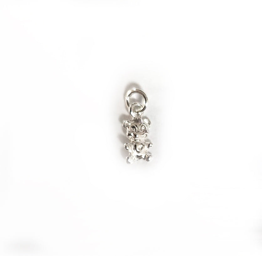 Sterling Silver, 4.9mm Width by 1.8mm Length by 10.1mm Height, Teddy Bear Charm. Quantity Per Pack: 6 Pieces.