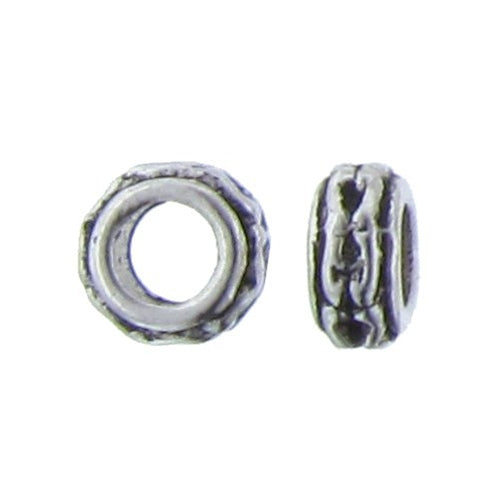 Pewter Oxidized, 6.8mm Width by 6.7mm Length by 3.4mm Height, Textured Roundel Bali Bead. Quantity per pack: 96 Pieces.