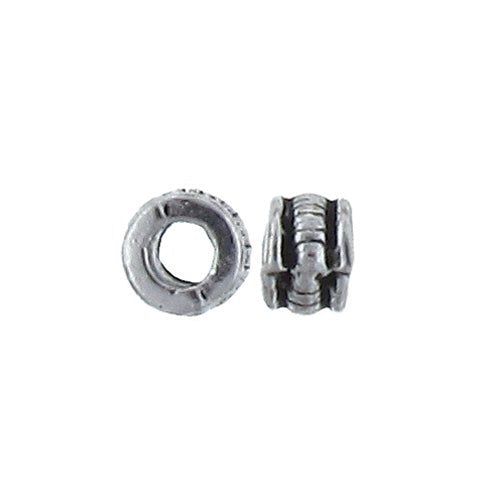 Pewter Oxidized, 4.8mm Width by 4.8mm Length by 3.4mm Height, Textured Roundel Bali Bead. Quantity per pack: 188 Pieces.
