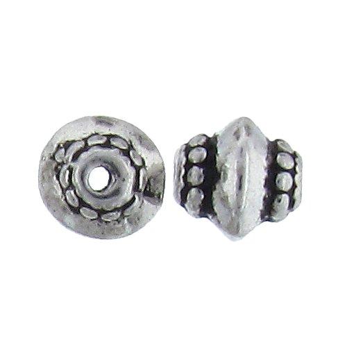 Pewter Oxidized, 6.7mm Width by 6.5mm Length by 6.8mm Height, Textured Saucer Bali Bead. Quantity per pack: 55 Pieces.