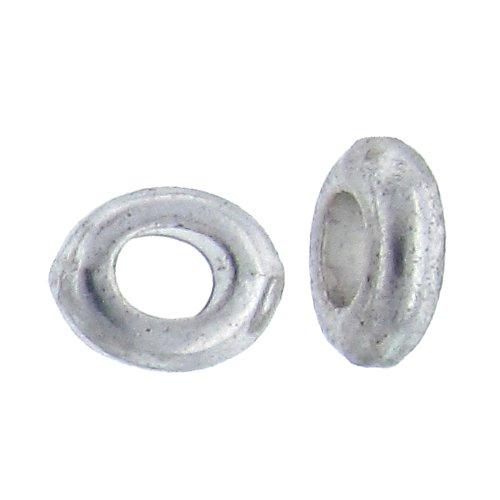 Pewter, 7.0mm Width by 3.1mm Length by 8.7mm Height, Plain Oval Bali Bead. Quantity per pack: 69 Pieces.
