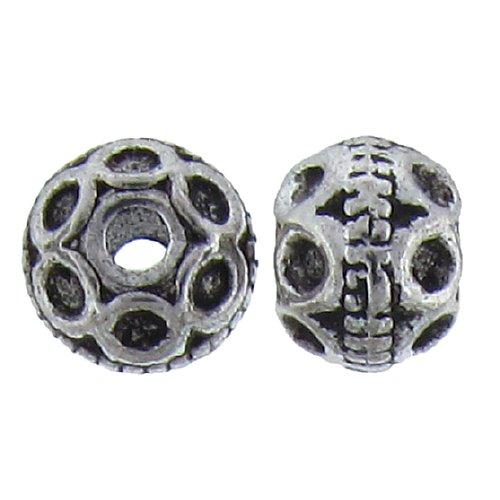 Pewter, 9.5mm Width by 9.5mm Length by 7.5mm Height, Textured Round Bead. Quantity per pack: 18 Pieces.
