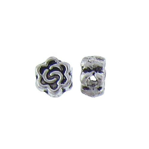 Pewter, 4.6mm Width by 2.9mm Length by 4.6mm Height, Flower Bead. Quantity per pack: 168 Pieces.