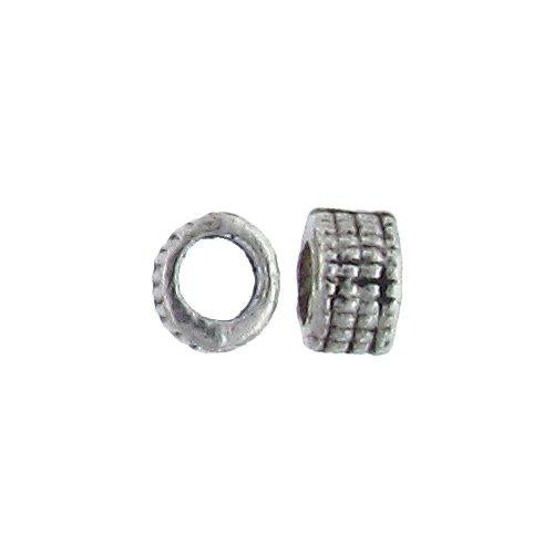 Pewter, 4.8mm Width by 4.1mm Length by 3.0mm Height, Textured Tube Bead. Quantity per pack: 250 Pieces.