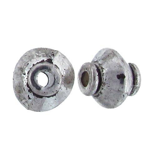 Pewter, 7.6mm Width by 7.1mm Length by 6.7mm Height, Saucer Bead. Quantity per pack: 48 Pieces.