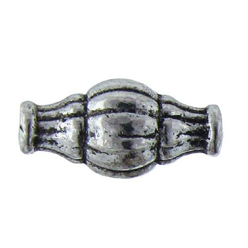 Pewter, 25.3mm Width by 12.0mm Length / Height, Corrugated Tube Bead. Quantity Per Pack: 5 Pieces.