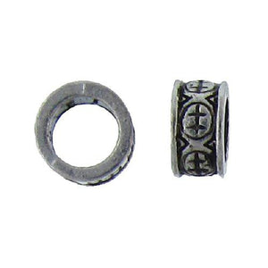 Pewter, 4.5mm Width by 8.1mm Length / Thickness, Textured Roundel Bali Bead. Quantity Per Pack: 59 Pieces.