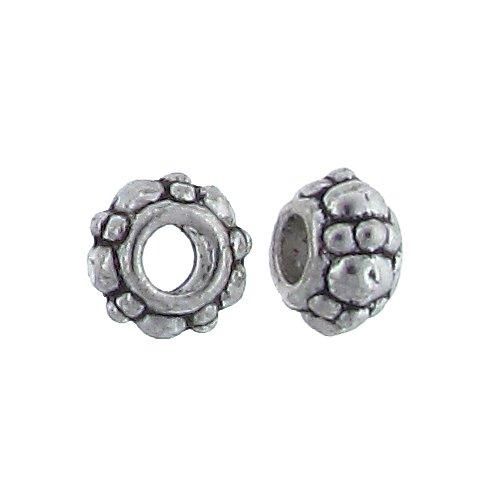Pewter, 3.8mm Width by 6.1mm Length / Height, Textured Circle Bead. Quantity Per Pack: 109 Pieces.