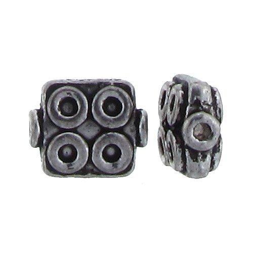 Pewter, 8.7mm Width by 7.1mm Length by 3.8mm Thickness, Textured Flat Square Bead. Quantity Per Pack: 51 Pieces.