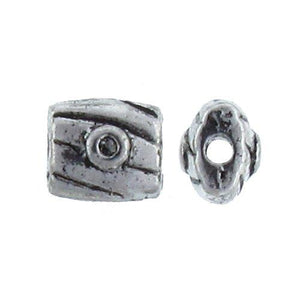 Pewter, 7.3mm Width by 6.6mm Length by 5.1mm Thickness, Flat Textured Bali Bead. Quantity Per Pack: 58 Pieces.