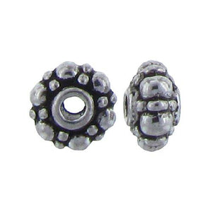 Pewter, 5.1mm Width by 8.2mm Length / Height, Beaded Texture Round Bead. Quantity Per Pack 33 pieces.