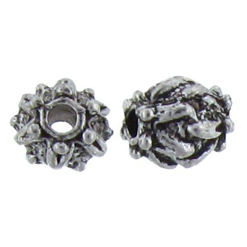 Pewter, 7.6mm Width by 7.2mm Length by 7.8mm Height, Textured Round Bead. Quantity per pack: 32 Pieces.