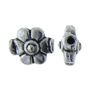 Pewter, 7.6mm Width by 4.8mm Length by 9.1mm Height, Flower Bead. Quantity per pack: 71 Pieces.