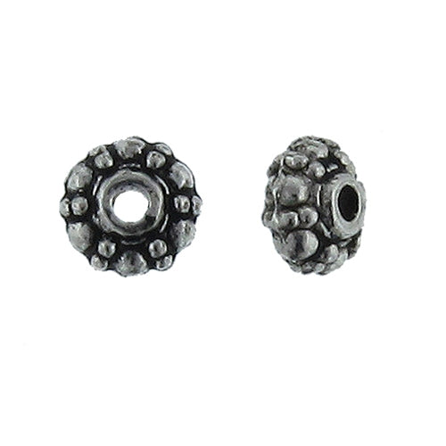 Pewter, 7.0mm Width by 7.0mm Length by 4.2mm Height, Textured Roundel Bead. Quantity per pack: 65 Pieces.