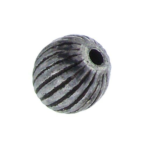 Pewter, 9.6mm Width by 9.4mm Length / Height, Corrugated Round Bead. Quantity Per Pack: 14 Pieces.