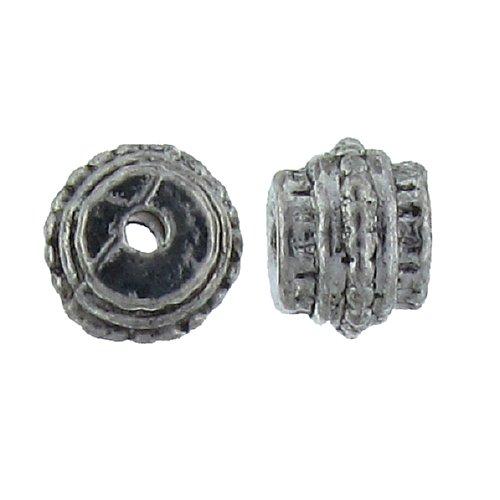 Pewter, 6.9mm Width by 8.8mm Length / Height, Textured Round Bead. Quantity Per Pack: 21 Pieces.