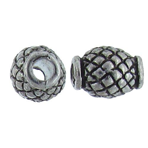 Pewter, 8.7mm Width by 6.9mm Length / Height, Textured Round Bead. Quantity Per Pack: 25 Pieces.