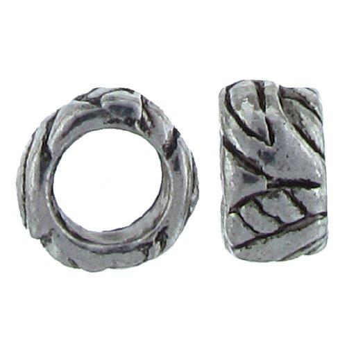 Pewter, 10.0mm Width by 9.9mm Length by 5.8mm Height, Textured Tube Bead. Quantity per pack: 24 Pieces.