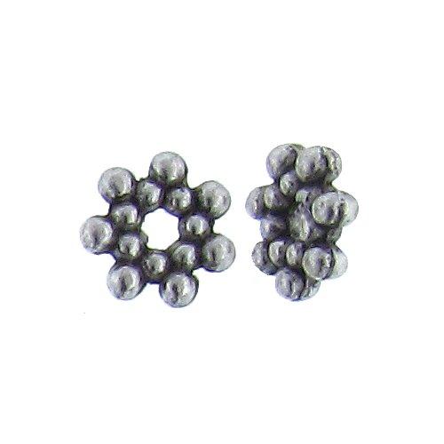 Pewter, 6.6mm Width by 6.5mm Length by 1.9mm Height, Daisy Bead. Quantity per pack: 184 Pieces.