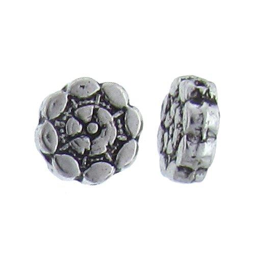 Pewter, 8.0mm Width by 2.7mm Length by 7.8mm Height, Flower Bead. Quantity per pack: 61 Pieces.