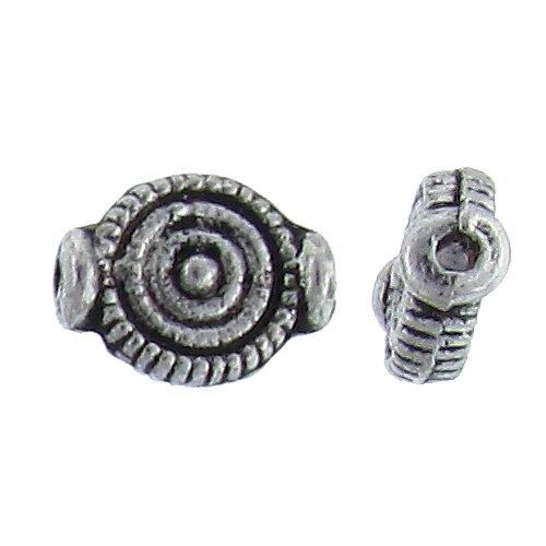 Pewter, 7.3mm Width by 3.6mm Length by 9.7mm Height, Stamped Flat Corrugated Round Bead. Quantity per pack: 61 Pieces.