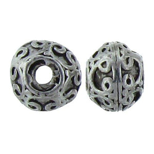 Pewter, 8.9mm Width by 8.7mm Length by 6.9mm Height, Textured Round Bead. Quantity per pack: 14 Pieces.