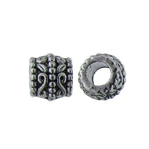 Pewter, 10.2mm Width by 10.2mm Length by 8.9mm Height, Textured Tube Bead. Quantity per pack: 16 Pieces.