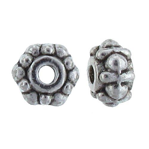 Pewter, 8.5mm Width by 8.4mm Length by 5.0mm Height, Textured Roundel Bead. Quantity per pack: 38 Pieces.