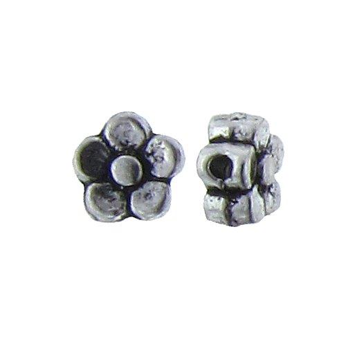 Pewter, 6.0mm Width by 3.3mm Length by 5.7mm Height, Flower Bead. Quantity per pack: 161 Pieces.