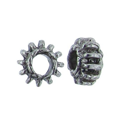 Pewter, 7.0mm Width by 7.0mm Length by 4.2mm Height, Corrugated Roundel Bead. Quantity per pack: 89 Pieces.