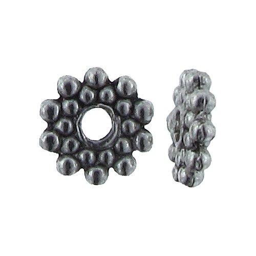 Pewter, 2.3mm Width / Thickness by 8.2mm Length, Snowflake Daisy Bali Bead. Quantity Per Pack: 90 Pieces.