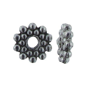 Pewter, 2.3mm Width / Thickness by 8.2mm Length, Snowflake Daisy Bali Bead. Quantity Per Pack: 90 Pieces.