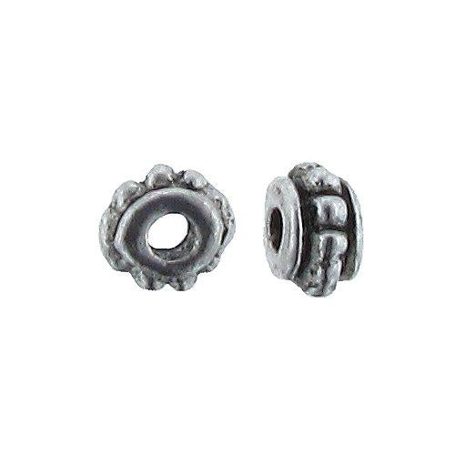Pewter, 5.5mm Width by 5.5mm Length by 3.3mm Height, Textured Roundel Bead. Quantity per pack: 145 Pieces.