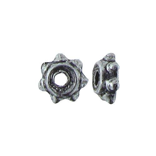 Pewter, 5.8mm Width by 5.8mm Length by 2.1mm Height, Textured Fancy Bead. Quantity per pack: 215 Pieces.