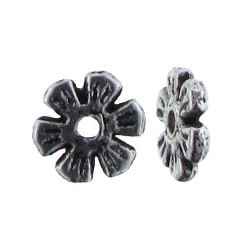 Pewter, 8.7mm Width by 8.4mm Length by 1.7mm Height, Flower Bead. Quantity per pack: 96 Pieces.