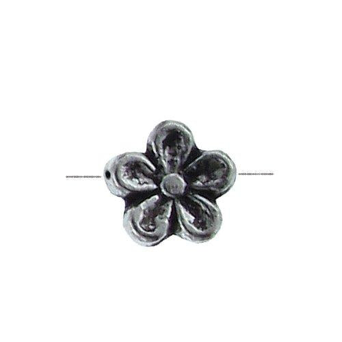 Pewter, 6.8mm Width by 3.2mm Length / Thickness, Textured Flower Bead. Quantity Per Pack: 87 Pieces.