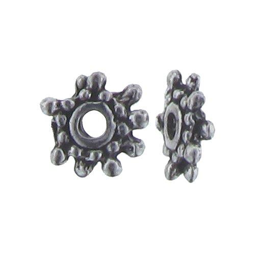 Pewter, 7.7mm Width by 7.5mm Length by 2.0mm Height, Star Daisy Bead. Quantity per pack: 103 Pieces.
