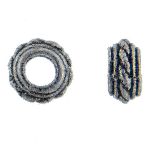 Pewter, 4.9mm Width by 7.7mm Length / Height, Textured Large Hole Round Bead. Quantity Per Pack: 62 Pieces.
