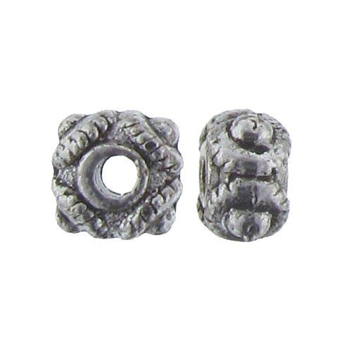 Pewter, 4.1mm Width by 7.0mm Length / Height, Textured Fancy Round Bead. Quantity Per Pack: 65 Pieces.