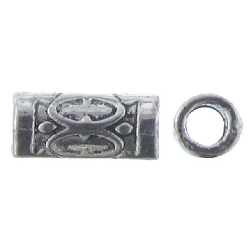 Pewter, 13.4mm Width by 5.1mm Length / Height, Textured Tube Bead. Quantity Per Pack: 35 Pieces.