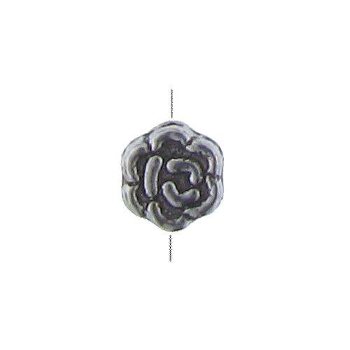 Pewter, 5.8mm Width by 2.7mm Length / Height, Textured Round Rose Bead. Quantity Per Pack: 135 Pieces.