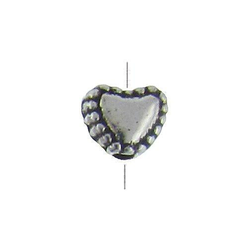 Pewter, 6.4mm Width by 4.0mm Length by 5.4mm Height, Textured Heart Bead. Quantity per pack: 92 Pieces.
